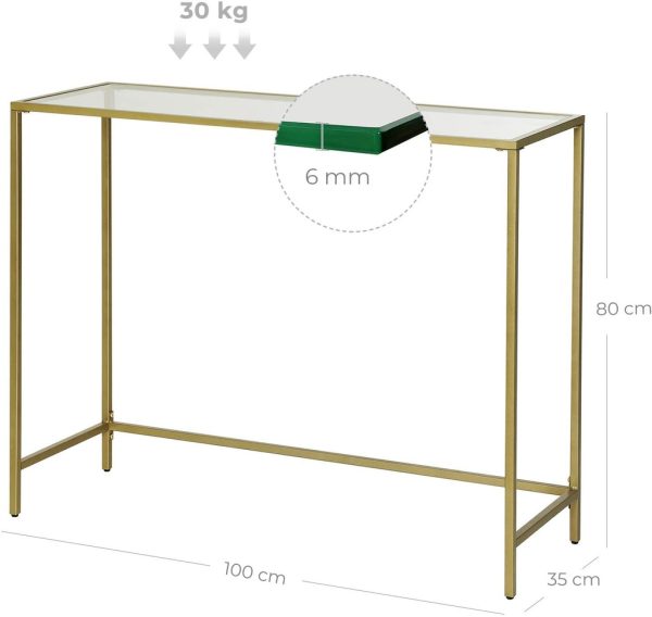 Console Table with Tempered Glass Top