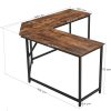 L-Shaped Computer Desk Rustic Brown and Black LWD73X