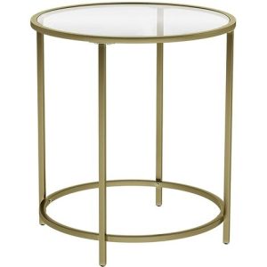 Round Side Table with Tempered Glass Top