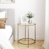 Round Side Table with Tempered Glass Top