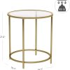 Round Side Table with Tempered Glass Top