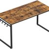 VASAGLE Computer Desk Writing Desk with 8 Hooks Rustic Brown and Black – 120x60x75 cm