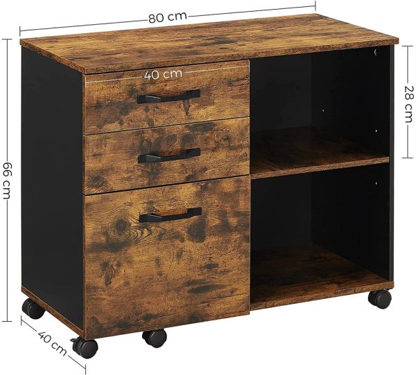 3 Drawer File Cabinet with Open Compartments