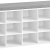 Storage Shoe Bench 15 Compartments with Cushion White and Grey