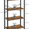 4-Tier Bookshelf Storage Rack with Steel Frame for Living Room Office Study Hallway Industrial Style Rustic Brown and Black