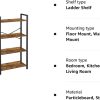 4-Tier Bookshelf Storage Rack with Steel Frame for Living Room Office Study Hallway Industrial Style Rustic Brown and Black