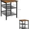 Side Table Set Nightstand Industrial Set of 2 Bedside Tables with Adjustable Mesh Shelves Rustic Brown and Black