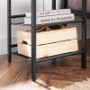 Side Table Set Nightstand Industrial Set of 2 Bedside Tables with Adjustable Mesh Shelves Rustic Brown and Black