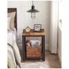 Side Table with Mesh Shelf Rustic Brown and Black