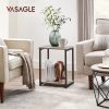 End Tables Set of 2 with Storage Shelf Steel Frame Greige and Black