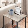 End Tables Set of 2 with Storage Shelf Steel Frame Greige and Black