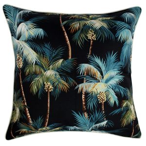 Cushion Cover-With Piping-Palm Trees Black – 60×60 cm