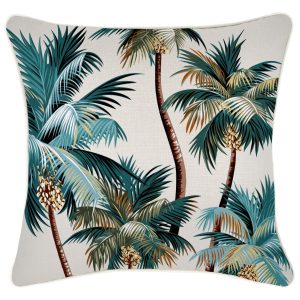 Cushion Cover-With Piping-Palm Trees Natural – 45×45 cm