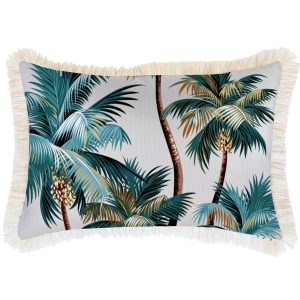 Cushion Cover-Coastal Fringe Natural-Palm Trees White – 35×50 cm