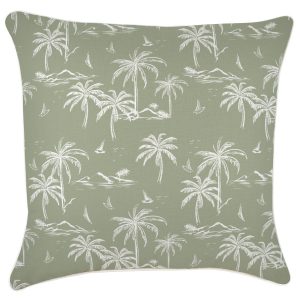 Cushion Cover-With Piping-Postcards Sage – 60×60 cm