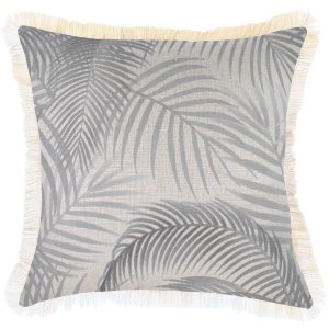 Cushion Cover-Coastal Fringe Natural-Seminyak Smoke – 45×45 cm