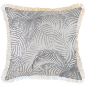 Cushion Cover-Coastal Fringe Natural-Seminyak Smoke – 60×60 cm