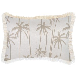 Cushion Cover-Coastal Fringe-Tall-Palms-Beige – 35×50 cm