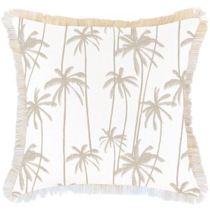 Cushion Cover-Coastal Fringe-Tall-Palms-Beige – 60×60 cm