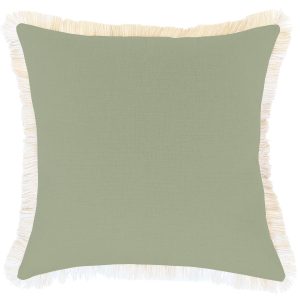 Cushion Cover-Coastal Fringe-Solid-Sage – 45×45 cm