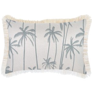 Cushion Cover-Coastal Fringe-Tall-Palms-Smoke – 35×50 cm