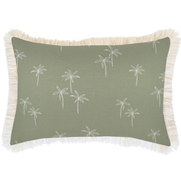 Cushion Cover-Coastal Fringe Natural-Palm Cove Sage