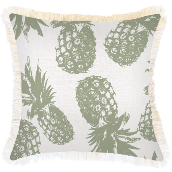 Cushion Cover-Coastal Fringe Natural-Pineapples Sage