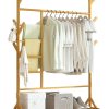 Portable Coat Stand Rack Rail Clothes Hat Garment Hanger Hook with Shelf Bamboo 9 Hook – Natural, With Rack