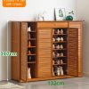 4 Doors 6 Tier Bamboo Large Capacity Storage Hallway Shelf Shoe Rack Cabinet – 4 Doors 6T with Drawer