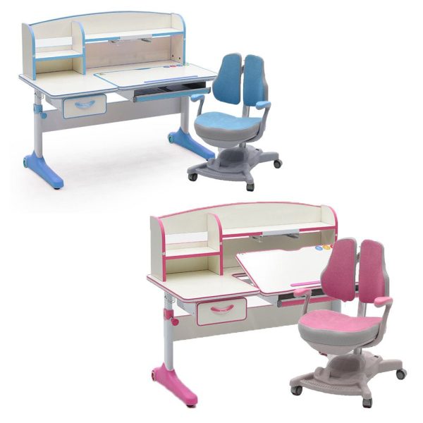 Height Adjustable Children Kids Ergonomic Study Desk Chair Set 120cm AU – Blue