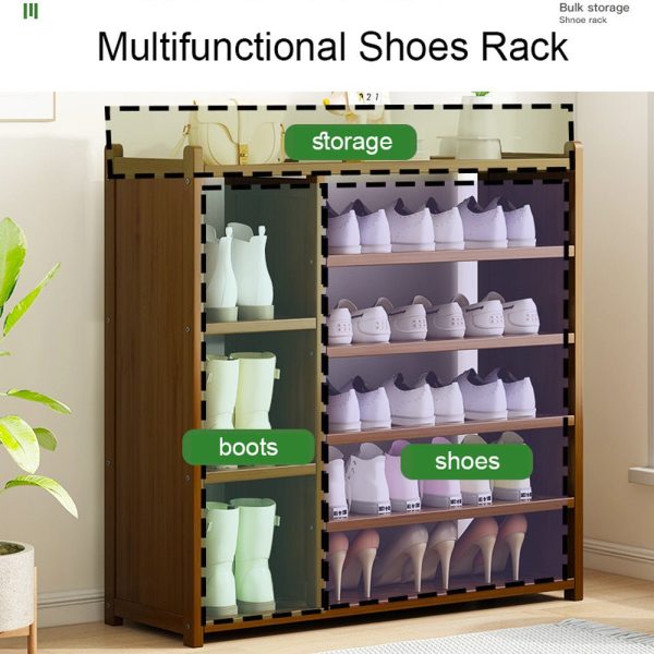 Tower Bamboo Wooden Shoe Rack Boot Shelf Stand Storage Organizer – 7 Tier