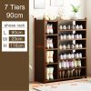 Tower Bamboo Wooden Shoe Rack Boot Shelf Stand Storage Organizer – 7 Tier