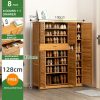 Bamboo Large Capacity Storage Shelf Shoe Rack Cabinet – 4 Doors 1 Drawer(8 Tier)