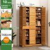 Bamboo Large Capacity Storage Shelf Shoe Rack Cabinet – 4 Doors 1 Drawer(8 Tier)