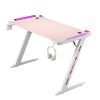 120cm RGB Gaming Desk Home Office Carbon Fiber Led Lights Game Racer Computer PC Table Z-Shaped Pink