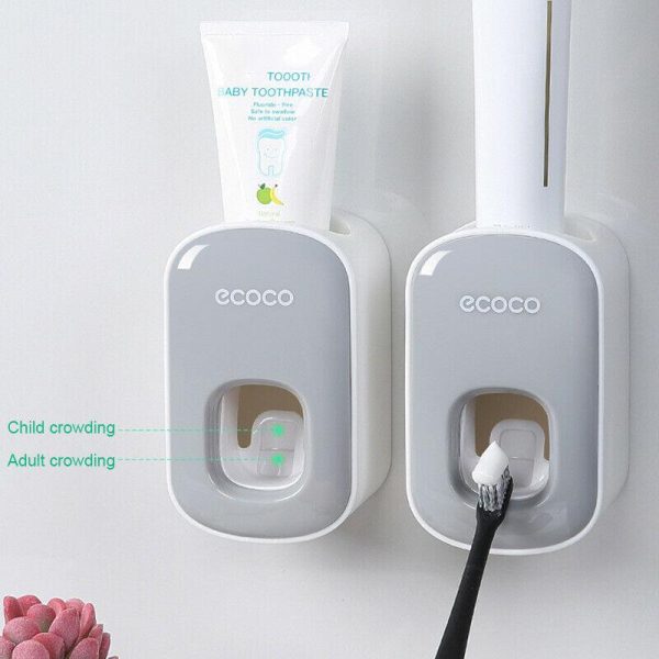 Ecoco Wall mount auto ands Free Toothpaste Dispenser Automatic Toothpaste Squeezer Bathroom Toothpaste Holder – Black