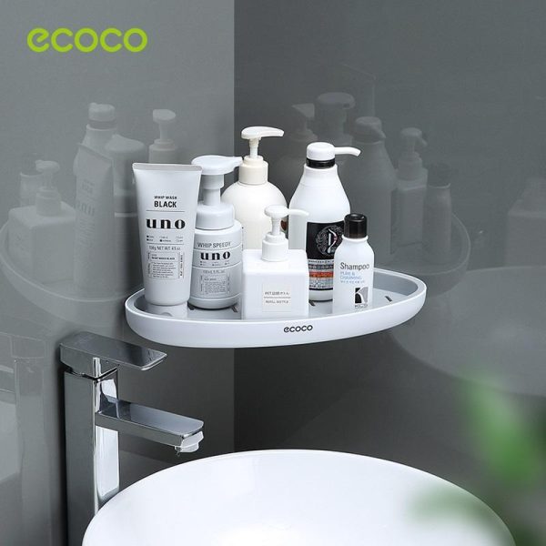 Ecoco Bathroom Corner Shower Shelf Corner Shower Caddy Shower Storage Organizer Wall Mounted for Bathroom, Kitchen, Toilet – Black