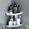 Ecoco Bathroom Corner Shower Shelf Corner Shower Caddy Shower Storage Organizer Wall Mounted for Bathroom, Kitchen, Toilet Tape Only