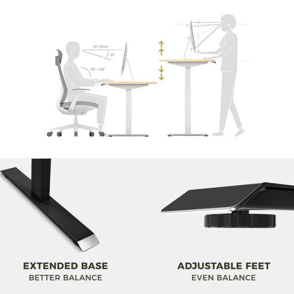 Standing Desk Height Adjustable Sit Stand Motorised Dual Motors Frame – Grey