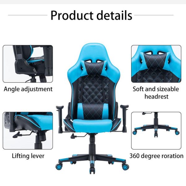 Gaming Chair Ergonomic Racing chair 165° Reclining Gaming Seat 3D Armrest Footrest – Black and Green