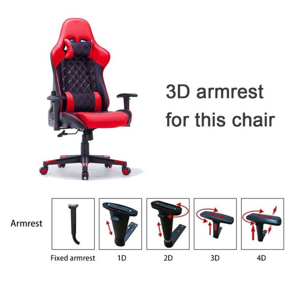 Gaming Chair Ergonomic Racing chair 165° Reclining Gaming Seat 3D Armrest Footrest – Black