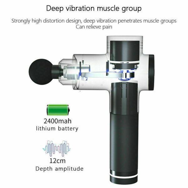 POWERFUL 6 Heads LCD Massage Gun Percussion Vibration Muscle Therapy Deep Tissue – Black