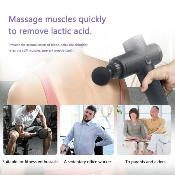 POWERFUL 6 Heads LCD Massage Gun Percussion Vibration Muscle Therapy Deep Tissue – Black