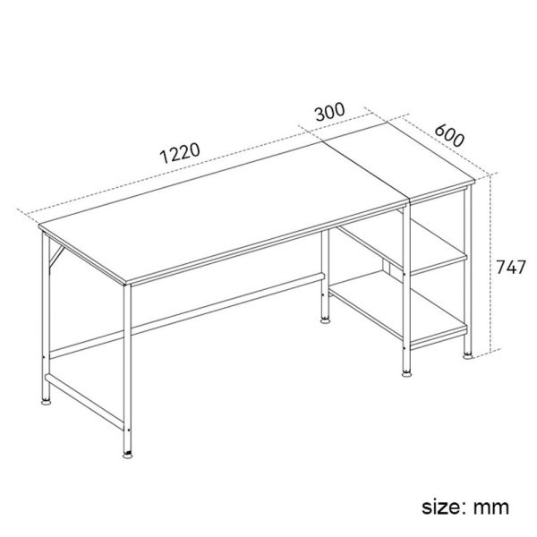 Computer Table Desk Book Storage Student Study Home Office Workstation Vintage Oak Finish