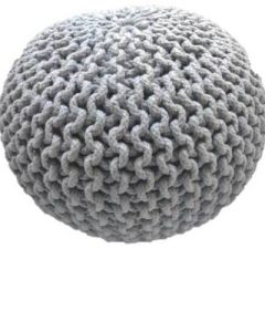 Braided Ottoman Pouffe Footstool Hand Knitted – Light Grey