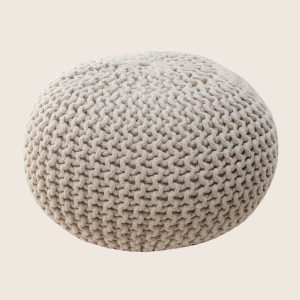 Braided Ottoman Pouffe Footstool Hand Knitted – Natural