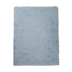 Premium Velour Diamond Design Jacquard Bath Towel – Blue