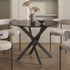 Round Marble-Effect Table-Black