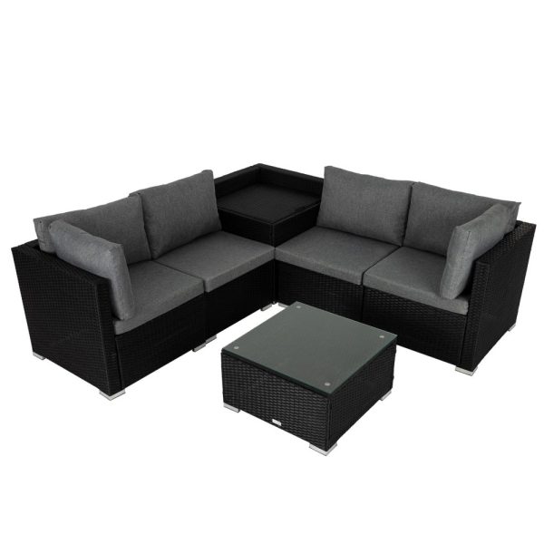 6PCS Outdoor Modular Lounge Sofa Coogee – Black