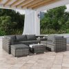 Large Modular Outdoor Ottoman Lounge Set – Grey